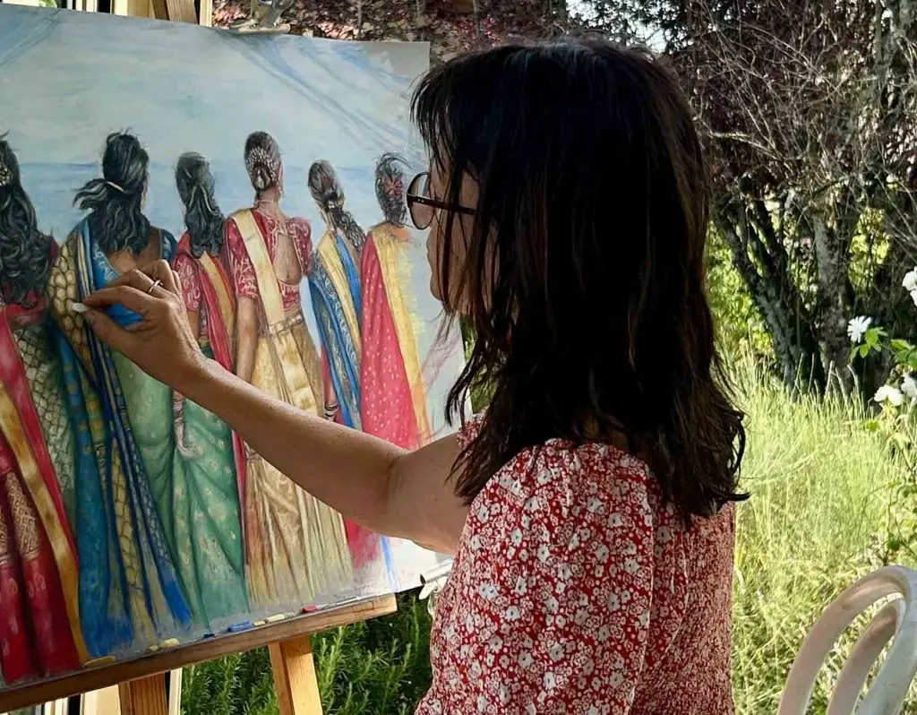Sylvie Sanséau pastel atelier pastelliste sari inde